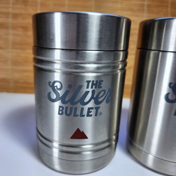 Coors Light Silver Bullet Beer Can Bottle Koozie Coozie Stainless Steel Black 2 - Picture 3 of 9